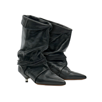 Bottines à talon épais pour femme avec logo personnalisé, en PU, à bout pointu, style décontracté, semelle en caoutchouc
