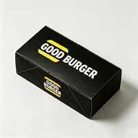 Caja de Cartón para Ketchup con Tapa Lateral Abatible, Estilo Americano Minimalista, Negra, Desechable, Personalizada de Fábrica, para Hamburguesas y Pollo Frito