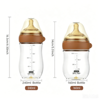 Biberon anti-colique pour nouveau-né en verre cristal diamanté PP, à large ouverture, avec tétine en silicone en forme de cœur, sans BPA, motif imprimé