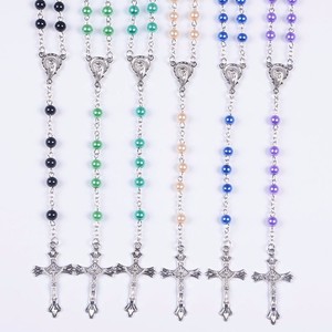 Collier en perles d'imitation <span class=keywords><strong>de</strong></span> pierres 6MM, chapelet catholique, perles <span class=keywords><strong>de</strong></span> croix, cadeau pour <span class=keywords><strong>la</strong></span> <span class=keywords><strong>famille</strong></span>, offre spéciale - Product Image 4