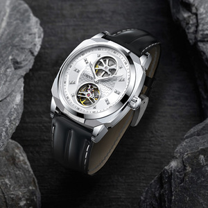 Đồng hồ cơ da đen LOBINNI dành cho nam, chống nước 5ATM, phong cách thời trang kinh doanh, mặt số kim chỉ. - Product Image 2