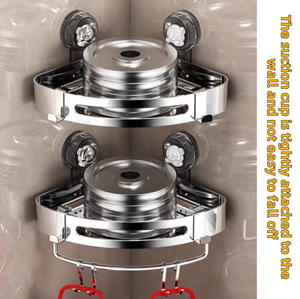 Étagère de salle de bain chromée à fixer au coin avec ventouses, amovible pour le nettoyage et la réutilisation, design à un seul niveau pour gagner de la place - Product Image 3