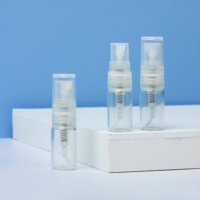 SUMEEAR Flacon de parfum en verre transparent de 2ml Portable Mini Flat Rechargeable Spray Sample Tester avec pompe atomiseur