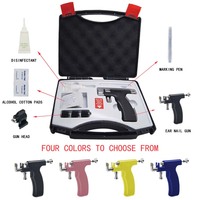 Direct Fabricant Kit Professionnel de Percement d'Oreilles Rose et Noir avec Machine Pistolet Instrument pour Salon de Tatouage