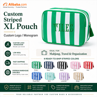 Sac de rangement rayé XL grande capacité pour tuiles de mahjong américain, cartes et accessoires de jeu