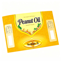 Étiquettes en papier personnalisées écologiques en gros, estampées à chaud or, vernis UV partiel, pour emballage de bouteilles d'huile alimentaire 5L, vente en gros, promotion