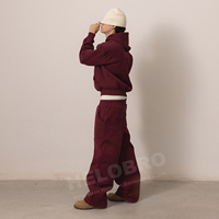 Ensemble survêtement baggy Helobro personnalisé pour homme, 100 % coton, streetwear, pantalon de jogging et sweat à capuche vierges pour homme