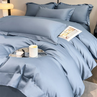 Parure de draps d'été en pur coton de haute qualité, écologique, couleur unie, respirante, pour temps chaud, drap-housse de luxe
