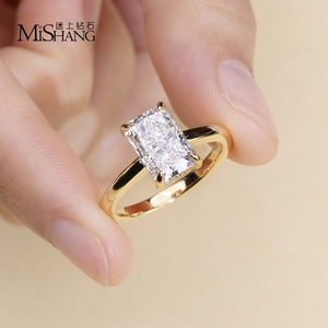 Anillo de Compromiso <span class=keywords><strong>Solitario</strong></span> de <span class=keywords><strong>Diamante</strong></span> de Laboratorio con Corte Radiante de 3 Quilates, <span class=keywords><strong>Oro</strong></span> <span class=keywords><strong>Blanco</strong></span> de 18 Quilates, Certificado IGI, Joyería Fina de Lujo MSR-2052 para Mujer - Product Image 4