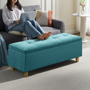 Banc de rangement pliant d'usine Mobilier de salon en velours personnalisé avec panier pratique Banc de rangement pour repose-pieds - Product Image 3