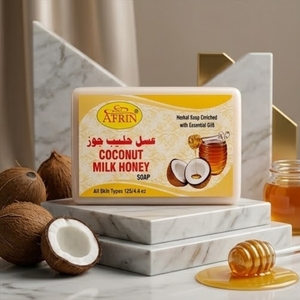 Afrin Coconut <b>Milk</b> Honey Soap Herbal Enriched with Essential Oils Hydrating <b>Bath</b> Bar Deep Cleansing Gentle for All Skin Types - Product Image 1