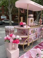 Chariot de présentation mobile rose pour cosmétiques, idéal pour événements extérieurs – Vente directe usine