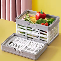 Paniers de rangement rectangulaires en PP de qualité alimentaire, pliables, durables, écologiques, avec poignées, ventilés, empilables, en plastique, pour la maison