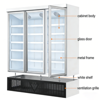 Vitrine Réfrigérée Verticale à Trois Portes, Refroidissement par Air, Sans Givre, pour Plats Préparés, Gâteaux, Bœuf, Mouton, Fruits de Mer, Origine Chine