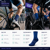 Chaussettes de sport en jacquard ODM pour le cyclisme, pour les collections de merchandising de cyclisme avec des programmes d'achat en gros
