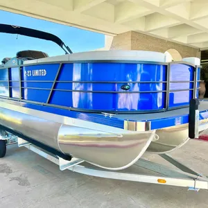 Barco pontão com torre de Wakeboard Bimini com espreguiçadeira 21FT Blue