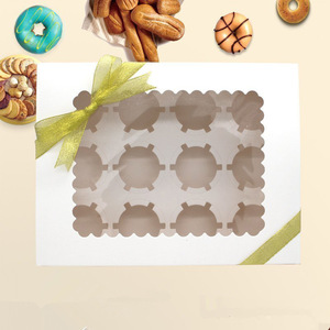 cupcake boxes 12 holes with window pastry cake packaging boxes custom printed paper bakery mini muffin