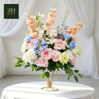 Boule de fleurs en soie rose et violette faite à la main en gros pour la décoration de table de mariage