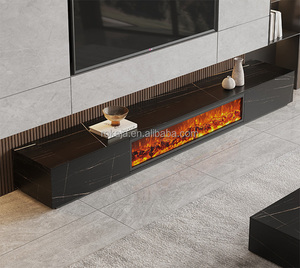 Mobile TV di Grande Successo con Fiamma Simulata, Armadio Decorativo Moderno con Camino Elettrico di Design e Piano in Marmo Effetto Roccia - Product Image 4