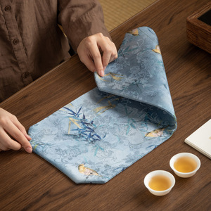 Chinese Style Double-Sided Tea Mat Rectangle Waterproof Satin Table <b>Runner</b> For Dry Brewing Home Use - Product Image 1