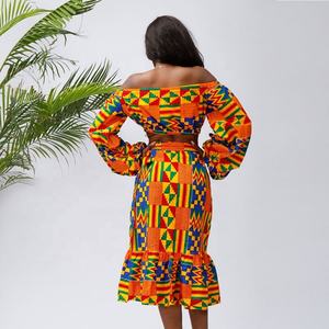 Женский комплект из двух предметов с юбкой с открытыми плечами и длинным рукавом, африканский дизайн платья Kitenge - Product Image 3