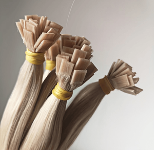 Estensioni per Capelli con Cheratina a Punta Piatta Pre-Incollata, 100 Grammi, Capelli Russi Tinti Lisci, Doppia Trama - Product Image 4
