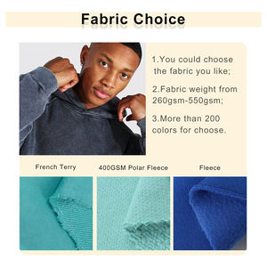 Sudadera con capucha de algodón 100% vintage personalizada lavada con ácido sudaderas con capucha gruesas desgastadas bordadas Sudadera con capucha de gran tamaño sin cordón - Product Image 2