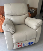 Sofá Reclinable de Masaje para Sala de Estar Asiento Individual Manual Sillón de Cuero con Estructura de Metal Sofá Individual Reclinable