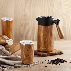 PINKAH Offre Spéciale 32oz/950ml Surface en bois de chêne en acier inoxydable isolé Presse française Cafetière Espresso Cafetière ou théière - Product Image 1