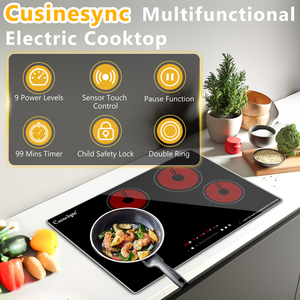 Doopen 30 In Electric Cooktop 4 <b>Burners</b> Smooth Ceramic Glass Touch Control Built-In Stove Top - Product Image 2