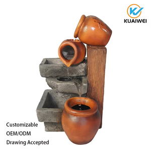 น้ำพุเรซิ่นทำมือสุดหรู ใช้พลังงานแสงอาทิตย์ แบบหลายชั้น วางบนโต๊ะ พร้อมไฟ LED ตกแต่งสไตล์เรียบง่าย สำหรับตกแต่งภายในและภายนอก - Product Image 4