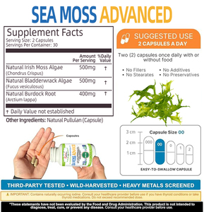 Complément de mousse marine avancé de haute qualité 1400MG en capsules pour la santé globale et le soutien immunitaire des adultes - Product Image 5