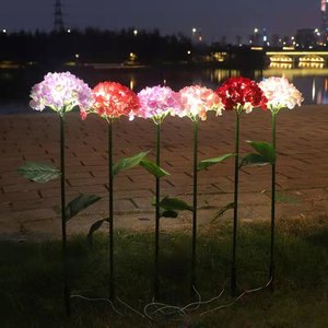 Lampe de sol LED Hortensia IP66 étanche, lumière florale en soie pour décoration extérieure de jardin et allée - Product Image 2