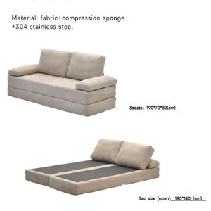 Muebles de Sala de Estar Estilo Chesterfield Moderno, Ajustables para Sentarse y Dormir, Sofá Cama, Conjunto de Sofá de Tela con Compresión al Vacío - Product Image 4