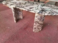 Calacatta Viola Table à manger en marbre avec texture cannelée gravée Calacatta Viola Meubles en marbre pour la maison Salle à manger