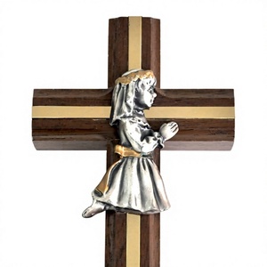Crucifijo, cruz de madera, niña, figura hecha a mano, decoración colgante, Cruz de pared - Product Image 2