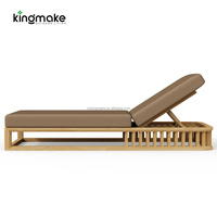 Chaise longue de piscine extérieure imperméable, chaise longue de salon d'hôtel en teck, chaise longue de plage, chaise longue moderne en bois massif