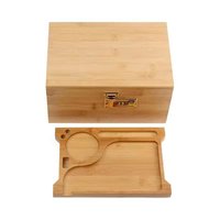 Boîte de rangement en bambou naturel en gros d'usine Kit d'accessoires pour fumeurs boîte-cadeau de cachette avec bocaux en verre