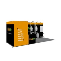 Stand d'exposition promotionnel en aluminium sur mesure 10x20FT avec étagère suspendue pour vêtements et accessoires
