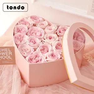 Tondo Wholesale Luxury Heart 2 Set boxes rose soap Luxury flower heart box as mother's day gift