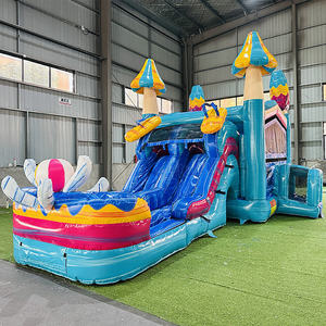 Castillo Inflable Comercial <span class=keywords><strong>con</strong></span> Tobogán Acuático y <span class=keywords><strong>Piscina</strong></span>, Doble Carril Húmedo/Seco, para Fiestas Infantiles y <span class=keywords><strong>Alquiler</strong></span> - Product Image 1