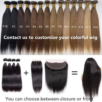 3 pièces Piano Color Straight P4/27 #   Extensions de cheveux humains vierges Remy, tissage en mèches avec closure en dentelle 4x4, cheveux cambodgiens lisses