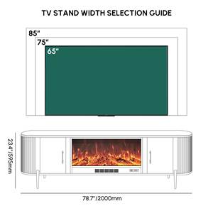 Mueble para TV <span class=keywords><strong>con</strong></span> <span class=keywords><strong>Chimenea</strong></span> Eléctrica Moderna AJUNION, Superficie de Piedra y Soporte para TV de MDF Premium, <span class=keywords><strong>Chimenea</strong></span> <span class=keywords><strong>con</strong></span> Efectos de Llama 3D y Control Remoto - Product Image 4