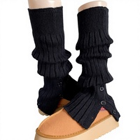 Chaussettes molletonnées grises printemps automne hiver, leggings chauds blanc laiteux JK, genouillères noires en tricot fendues pour femme, usage quotidien en acrylique