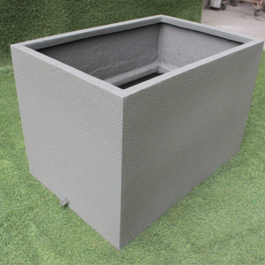 Classic Grey <b>Rectangular</b> Flower <b>Pot</b> Dotted Texture Outdoor Floor Garden Planter Minimalist Style Durable Lightweight Fiberglass - Product Image 1