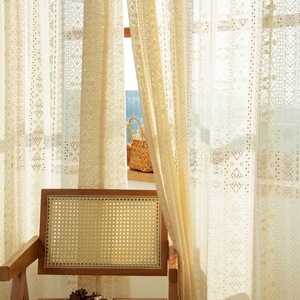 Bán buôn Bohemian thiết kế Warp dệt kim ren Rod Túi kem màu be Sheer Rèm cho trang trí nội thất - Product Image 3