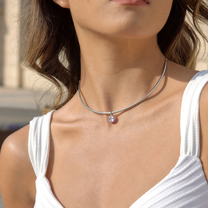 Collana Girocollo Classica con Ciondolo a Forma di Uovo in Zircone Bianco, <span class=keywords><strong>Catena</strong></span> in Acciaio Inossidabile Placcato Oro, Design Geometrico, Regalo per Donna - Product Image 5