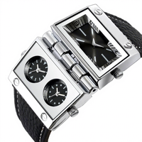 Reloj para Hombre con Diseño Moderno y Elegante, Funcionalidad Multizona, Caja Rectangular de Aleación, Puntero de Acrílico de Cuarzo