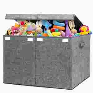 122L <b>Large</b> Toy Chest Box with Lid, Foldable Toy Storage Organizer <b>Bin</b> Boxes with Removable Divider for Kids - Product Image 2