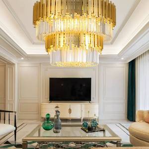 Lampadario Moderno in Cristallo Dorato, Lampada <span class=keywords><strong>a</strong></span> <span class=keywords><strong>Sospensione</strong></span> <span class=keywords><strong>LED</strong></span> di Lusso per Interni - Product Image 3